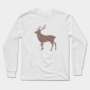 Colorful Rainbow Deer Buck Moose Mountains Spring Nature Animals Long Sleeve T-Shirt
